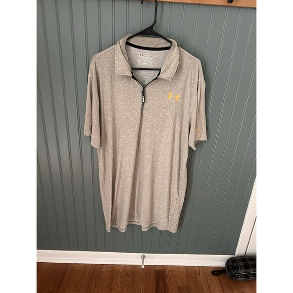 Under Armour Golf Pullover‎ Mens 2XL Beige Tan 1/4 Zip Short Sleeve UA 1373674 - Picture 1 of 8
